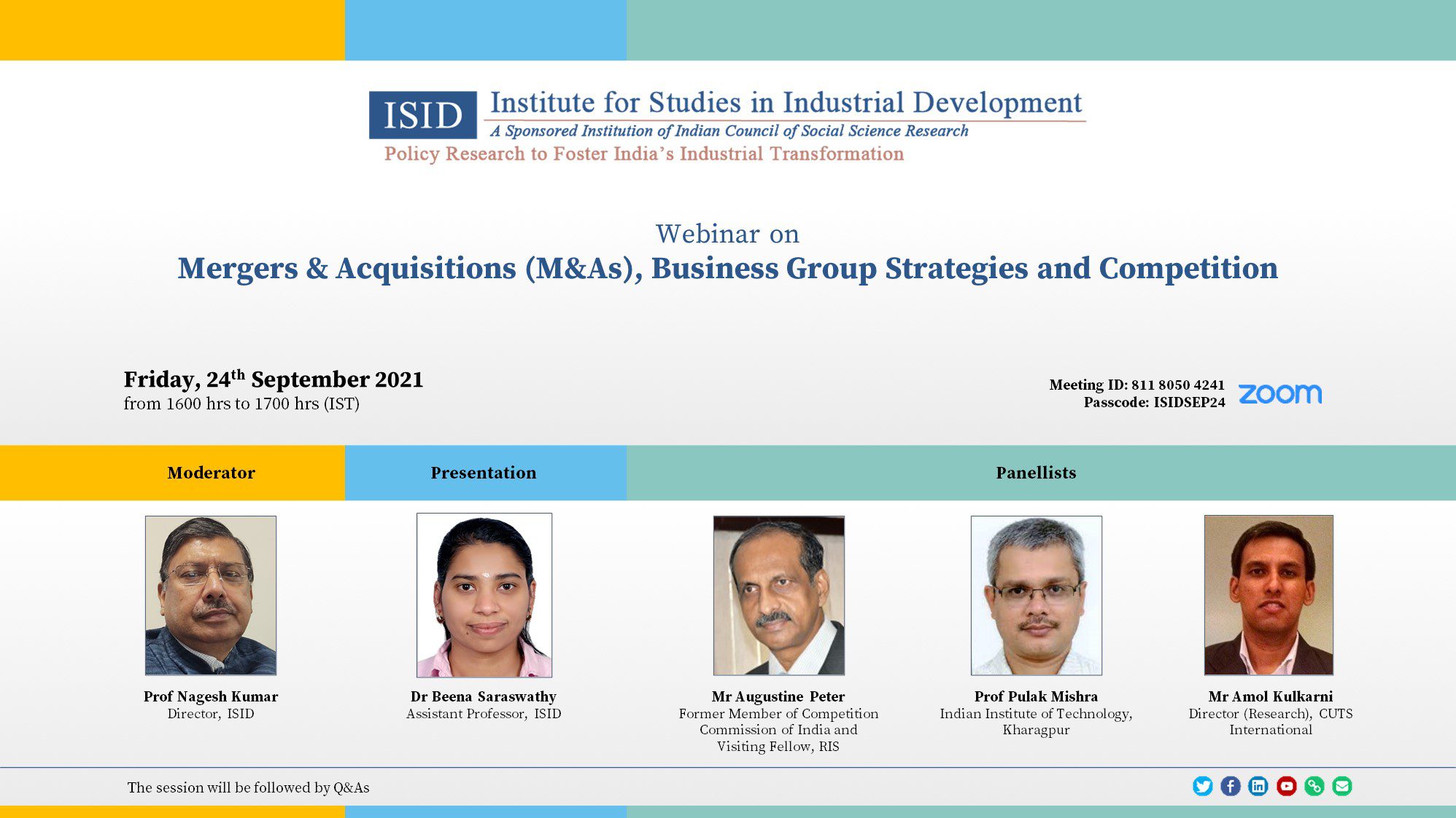 ISID Webinar on Mergers & Acquisitions (M&As), Business Group Strategies and Competition, September 24, 2021