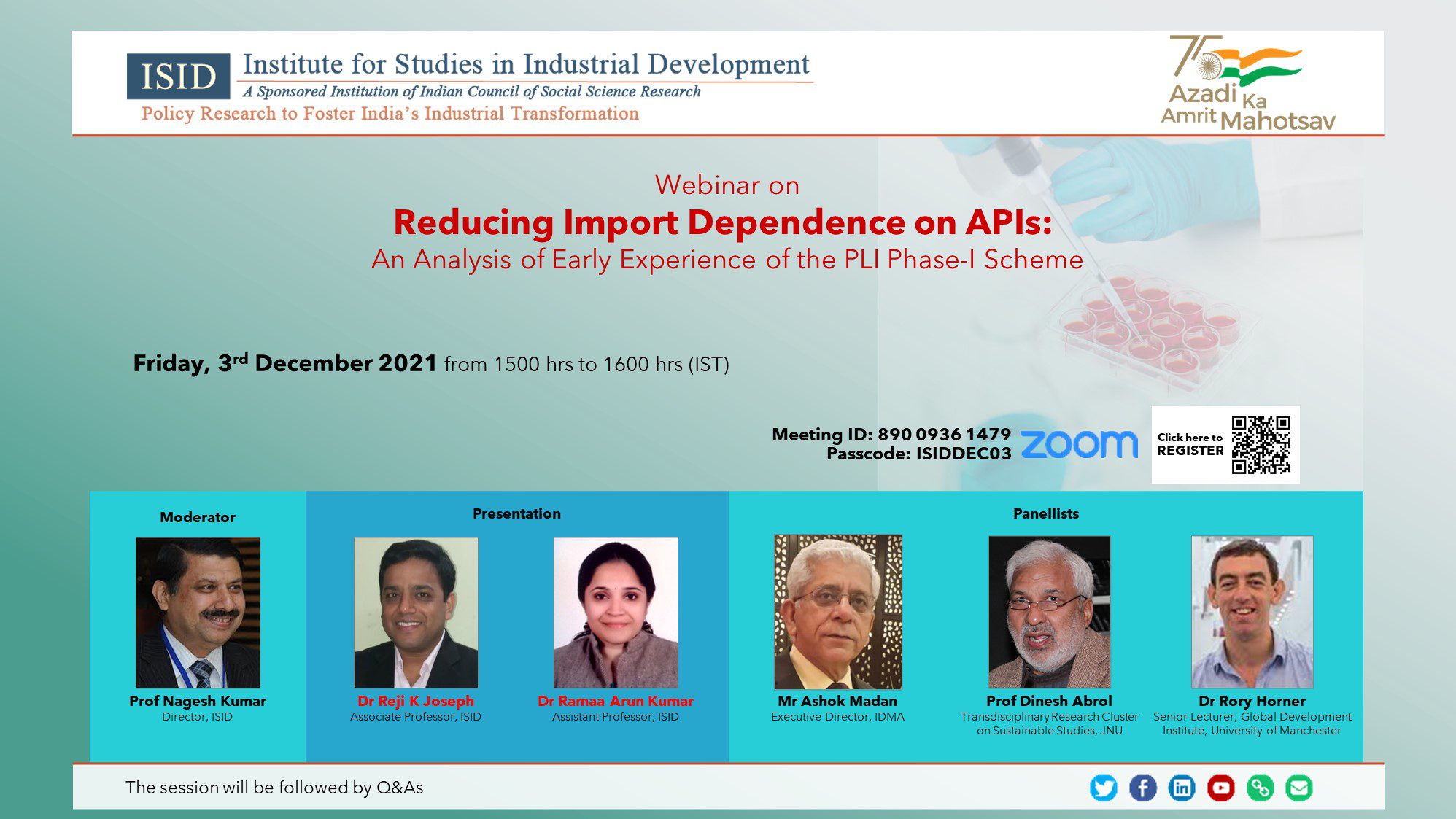 Webinar on Reducing Import Dependence on APIs: An Analysis of Early Experience of the PLI Phase-I Scheme