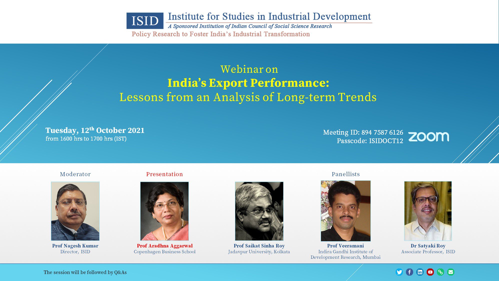 Webinar on India’s Export Performance: Lessons from an Analysis of Long-term Trends