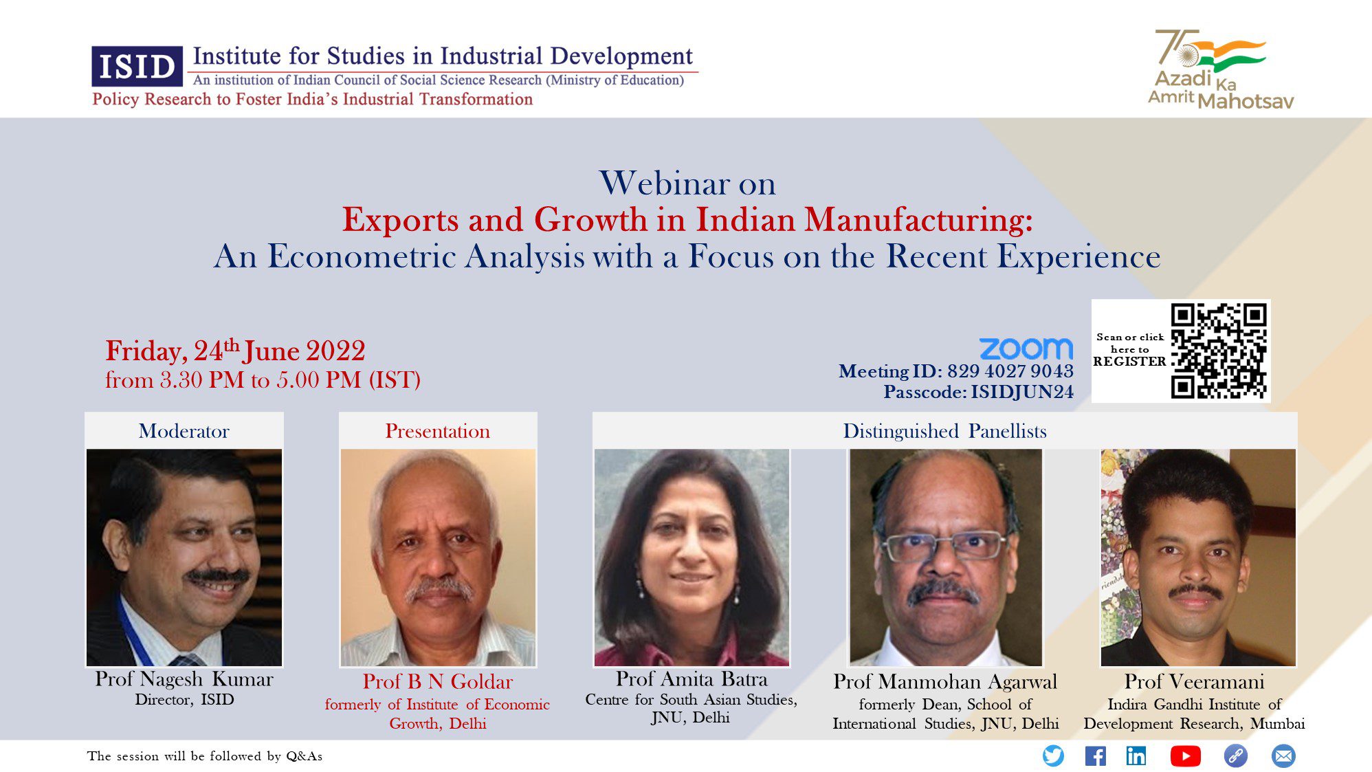 Webinar on Exports and Growth in Indian Manufacturing