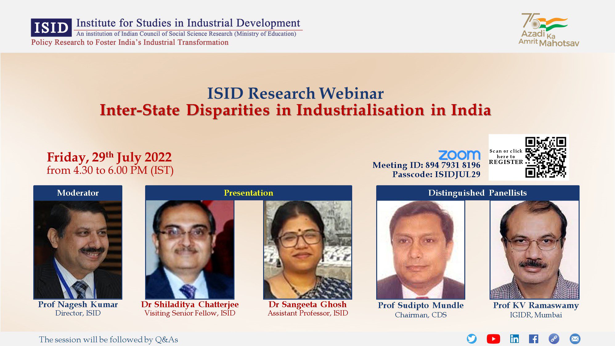 ISID Research Seminar on Inter-State Disparities in Industrialisation In India