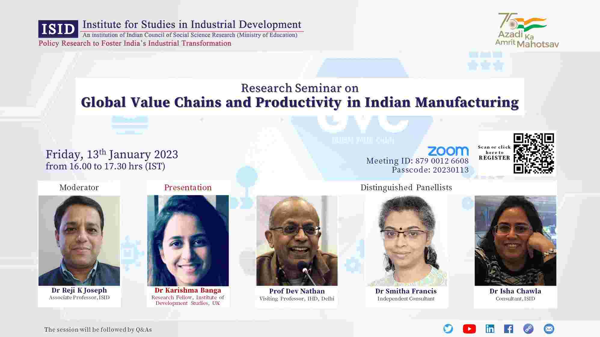 Research Seminar on Global Value Chains and Productivity in Indian Manufacturing