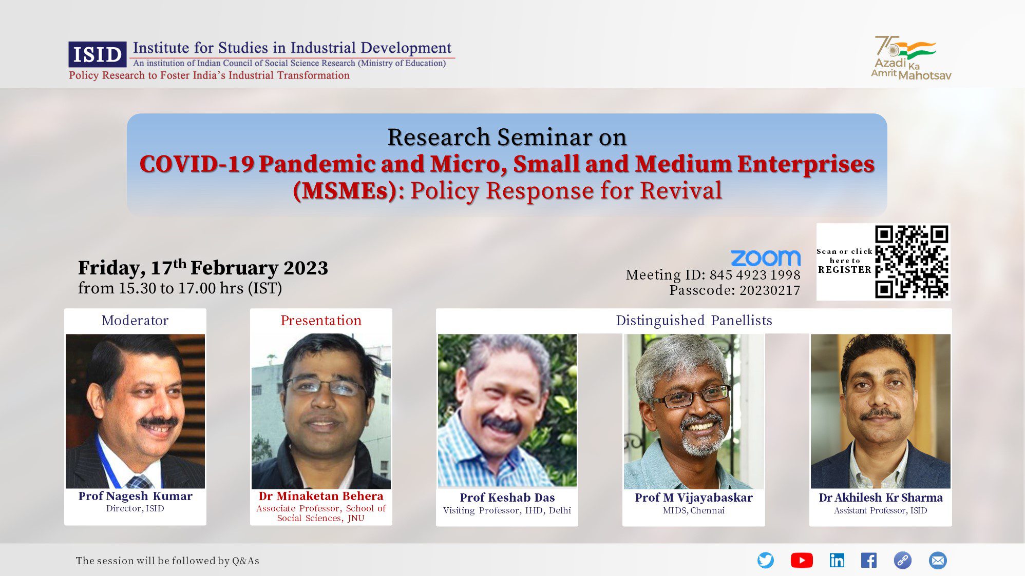 Research Seminar on COVID-19 Pandemic and Micro, Small and Medium Enterprises (MSMEs): Policy Response for Revival