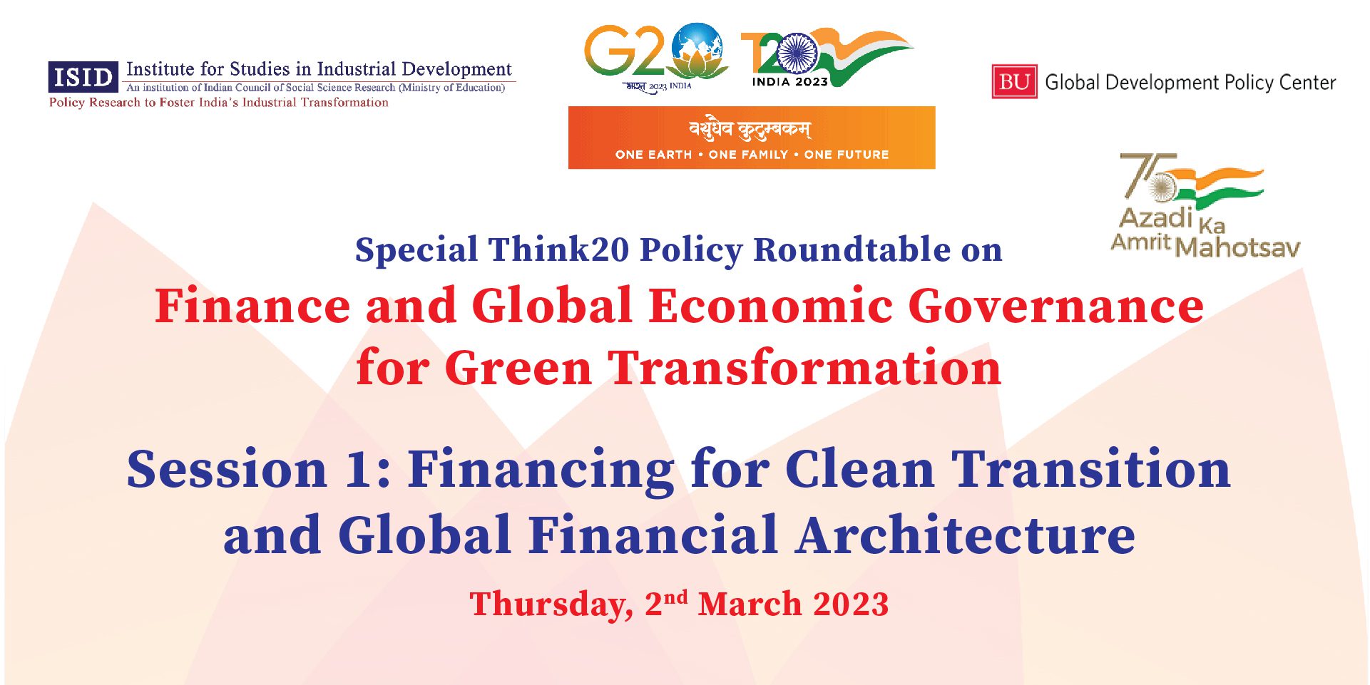 ISID, BU-GDPC Special T20 PRT: Financing for Clean Transition and Global Financial Architecture