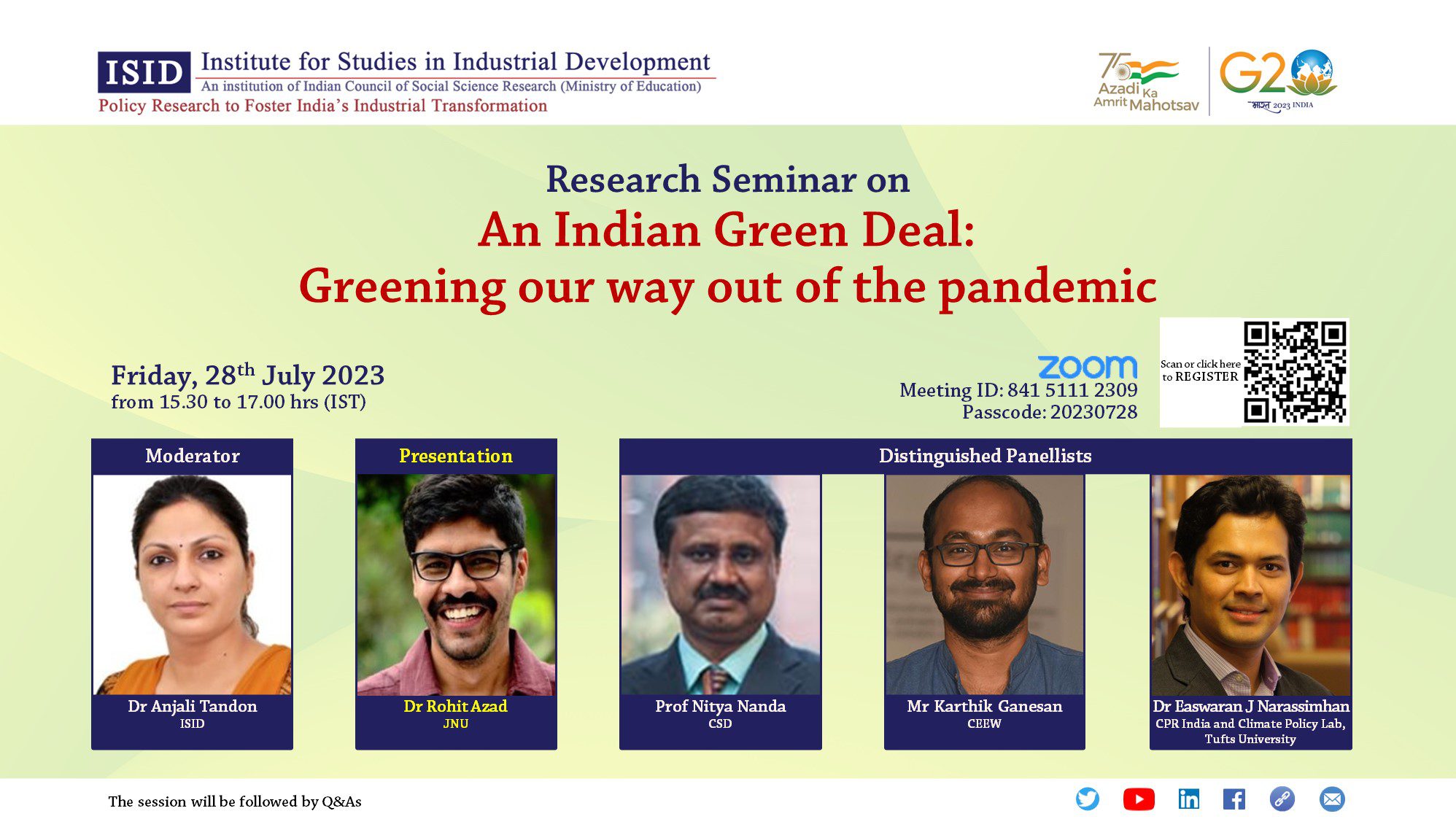 Research Seminar on An Indian Green Deal: Greening our way out of the pandemic