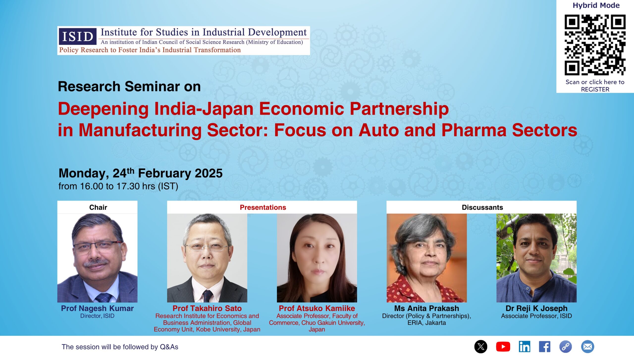 Research Seminar on Deepening India-Japan Economic Partnership in Manufacturing Sector: Focus on Auto and Pharma Sectors