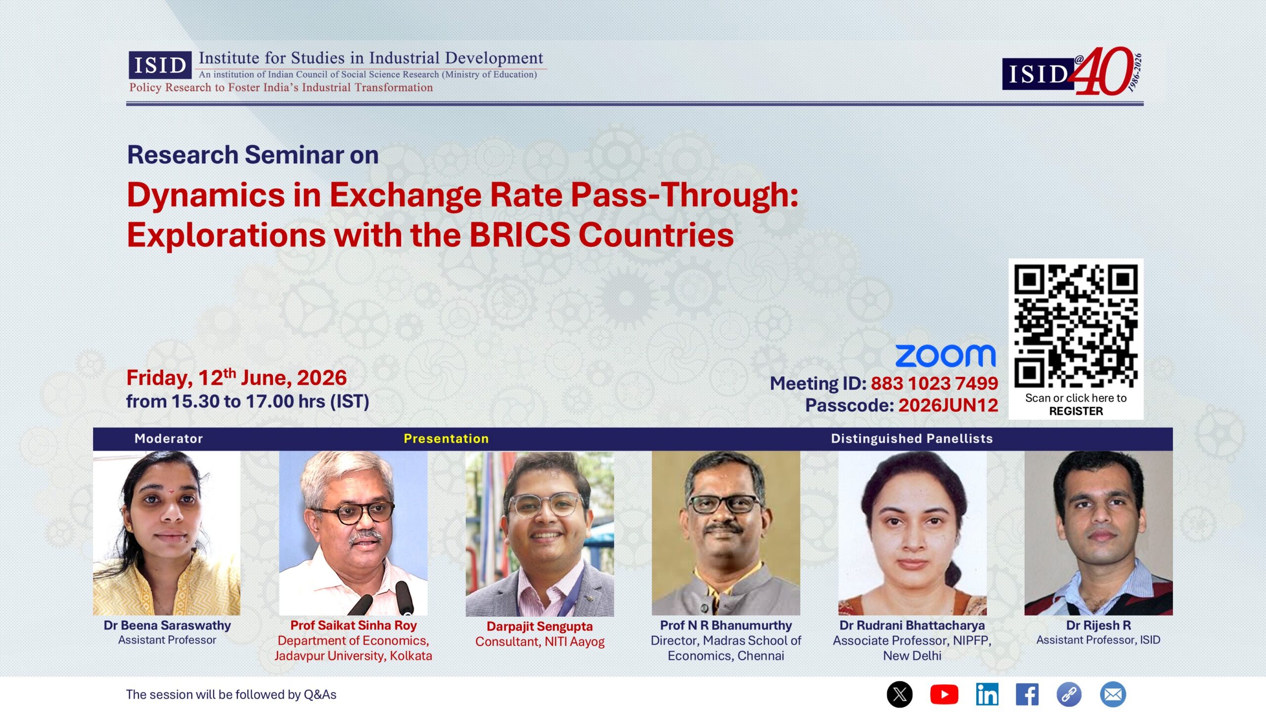 Research Seminar on Dynamics in Exchange Rate Pass-Through: Explorations with the BRICS Countries