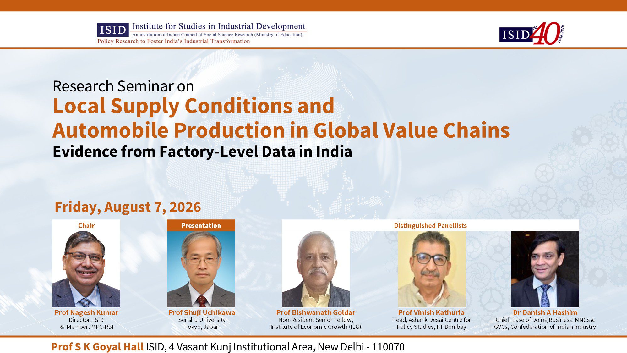 Research Seminar on Local Supply Conditions and Automobile Production in Global Value Chains