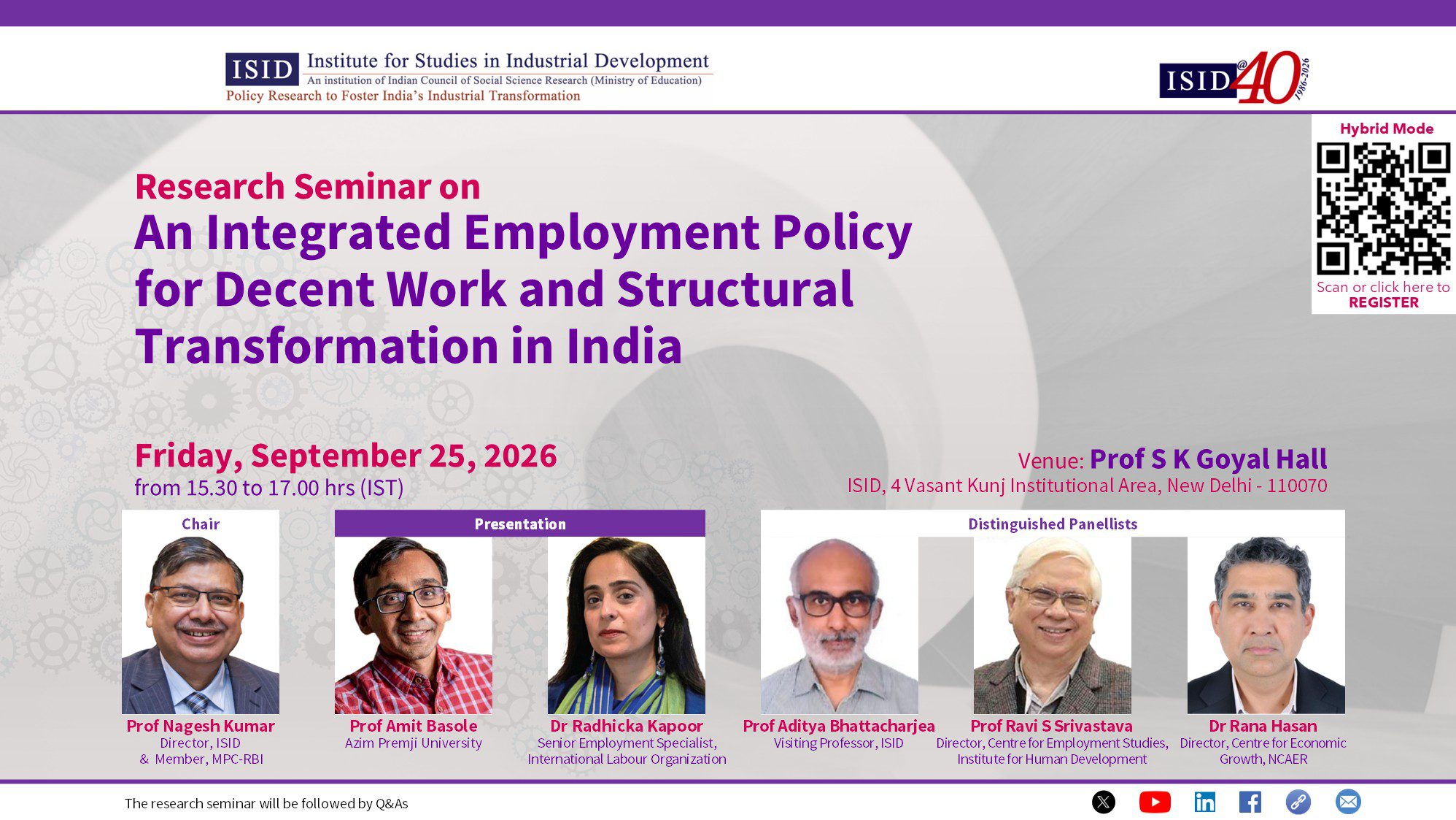 Research Seminar on An Integrated Employment Policy for Decent Work and Structural Transformation in India